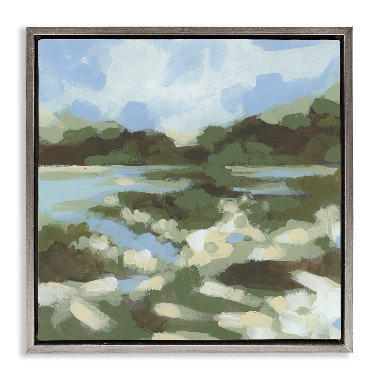Stupell Industries Fluid Landscape Impression Framed Floater Canvas Wall Art Design by June Erica Vess